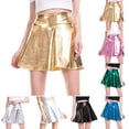 thumbnail image 6 of Women WetLook Patent Leather Shiny Dance A-Line Pleated Skirt Clubwear Cosplay, 6 of 14