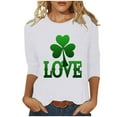 thumbnail image 2 of successthop Green Ladies Tops and Blouses 3/4 Sleeve Dressy St Patricks Day Plus Size Round Neck Polyester Casual St. Patricks Day Blouse Tops for Irish Themed Gifts 5XL, 2 of 4
