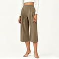 thumbnail image 7 of YuXingFu Womens High Waist Wide Leg Pleated Capri Pants - Side Pockets Work Summer Spring Khaki S, 7 of 7