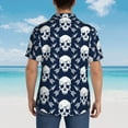 thumbnail image 4 of Pofeuu white arrow Skull Print Hawaiian Shirt for Men Sleeves Casual Button Down Summer Beach Dress Shirts T-Shirts,, 4 of 7
