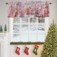 thumbnail image 4 of Christmas Valances for Windows, 54 x 18in, Winter Snow Scene Dreamy Pink Snowing Town Rod Pocket Kitchen Valance Curtain Light Filtering Window Treatments for Living Room Bedroom, 1 Panel, 4 of 7