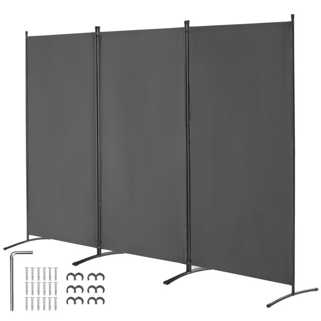 VEVOR Room Divider 3 Panel Fabric Room Privacy Screen for Office Bedroom Grey