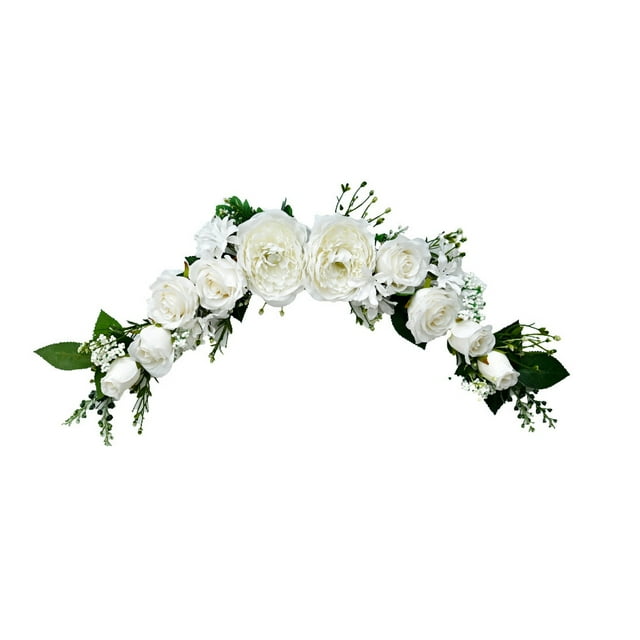 Kearding Guirnalda de puerta con botín de flores, accesorios para el hogar de aniversario exquisito, guirnalda de fiesta sin rebabas, guirnaldas Decoración del hogar Blanco 75cm Kearding HA084034-03