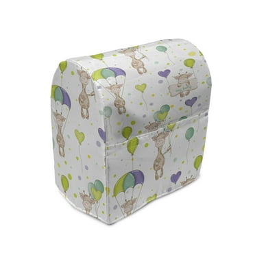 Cartoon Stand Mixer Cover, Infant Giraffes Flying with Balloons with Polka Dotted Background Love Hearts, Kitchen Appliance Organizer Bag Cover with Pockets, 5 Quarts, Multicolor, by Ambesonne