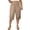 Khaki, variant on Womens Solid Linen Blend Smocked High Waist Capri Pants Dual Side Hand Pockets Side Slit Loose Fit Lightweight Casual Cropped Trousers