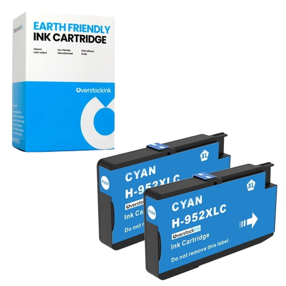 Cartucho de tinta OverstockInk 952XL cian de alto rendimiento 20 mL (x2)