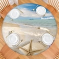 thumbnail image 2 of Round Stretch Tablecloth with Boho Chic Starfish Design - Waterproof Scratch-Resistant Windproof Table Cover for Picnics and Camping, 2 of 7