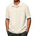 thumbnail image 2 of LEKWK Mens Work Shirts V Neck Short Sleeve Soft Collared Tops Lightweight Loose Fit Comfy Summer Tops Fashion Business Office Casual Shirts, 2 of 9