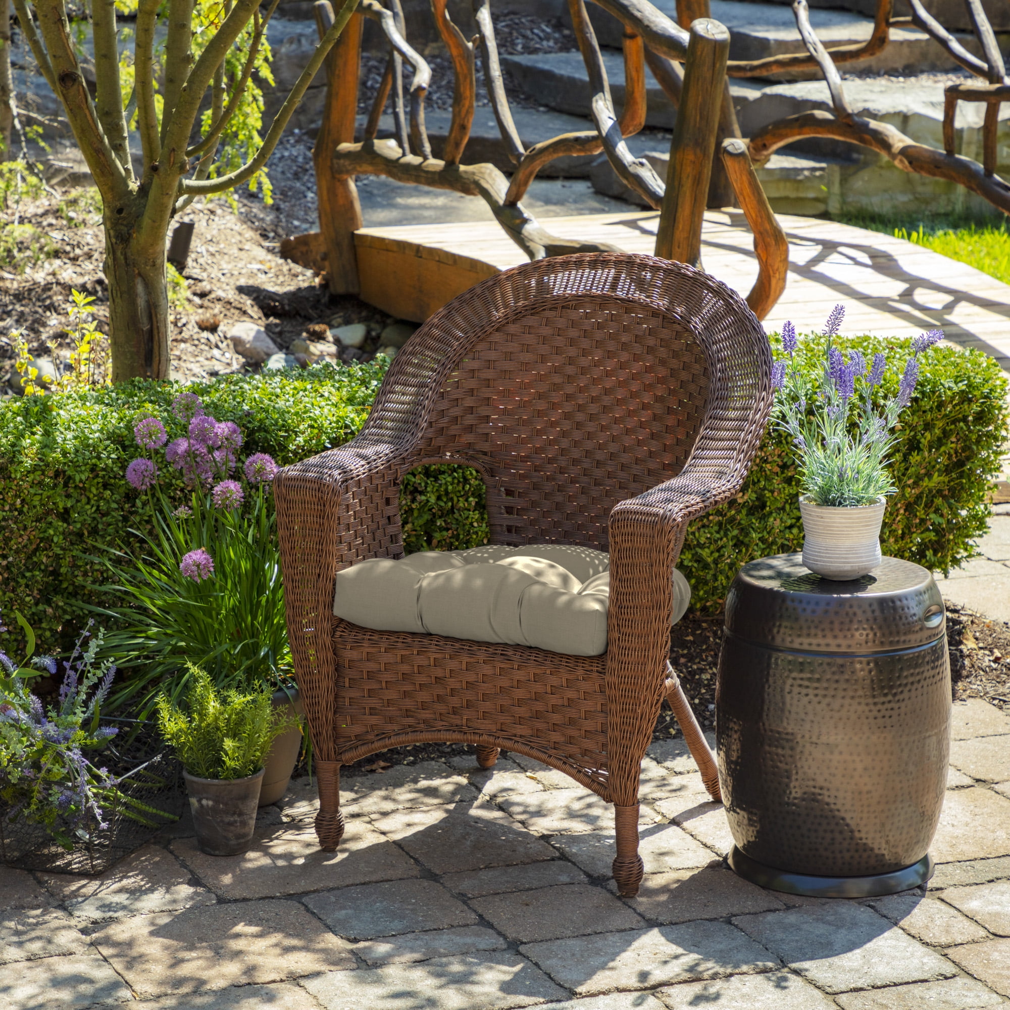 ARDEN Outdoor Wicker Chair Cushion, 2 pack 18 x 20, Tan Leala