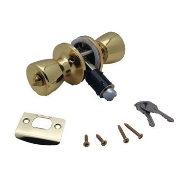 AP Products Passage Door Knob - Polished Brass, Fits 2-3/8" Or 2-3/4" Backset