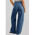 thumbnail image 2 of Womens High Waisted Mom Denim Pants with Pockets Baggy Boyfriend Drawstring Wide Leg Jeans, 2 of 7