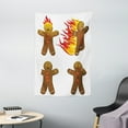 thumbnail image 1 of Gingerbread Man Tapestry, Gingerbread Man in Humorous Positions Caught on Fire Eaten Figures, Wall Hanging for Bedroom Living Room Dorm Decor, 40W X 60L Inches, Caramel Red Yellow, by Ambesonne, 1 of 2