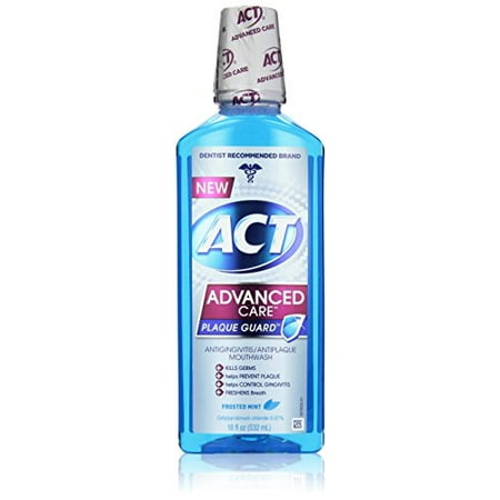 4 Pack Act Advanced Care Plaque Guard Mouthwash Frosted Mint 18 Fluid Ounce