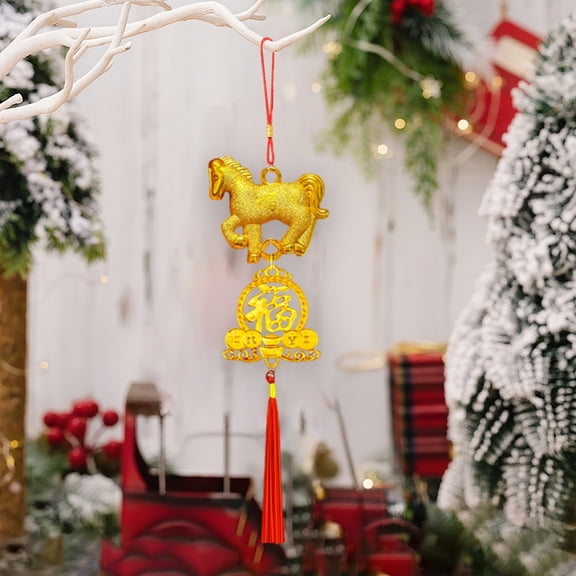 1 Pcs Chinese New Year Horse Decorations Lunar New Year 2026 Red Tassel Ornaments with Wealth Success Good Luck Hanging Decorations for Gifts Home Car Decor