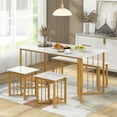 thumbnail image 4 of Gymax 4PCS Dining Table Set Kitchen Table w/ Bench & 2 Stools Wing-shaped Metal Legs, 4 of 10