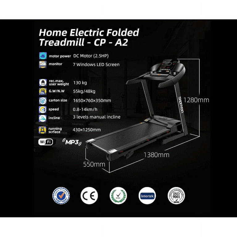 2.5HP Folding Electric Treadmill 280 LBS Weight Capacity Walking