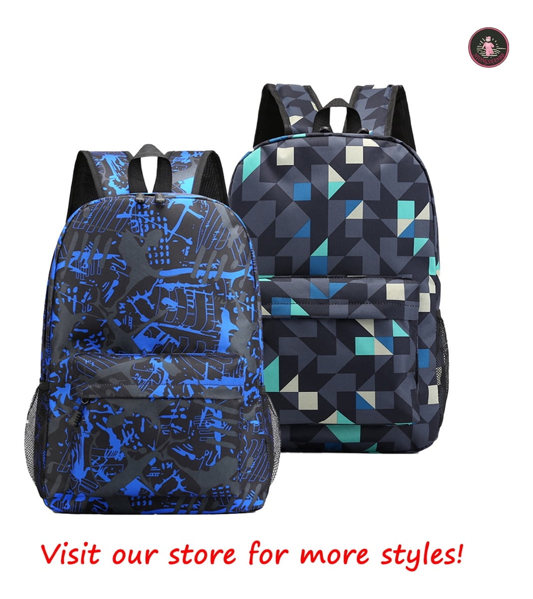 Preston Playz Camo Pattern School Backpack for High School Students, Cute Cool Anime Gaming Laptop Daypack, Lightweight Travel Bag with Large Capacity