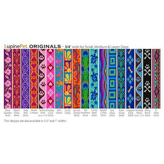 Martingale Dog Collar by Lupine 3/4" Wide El Paso Design adjusts 14" to 20"