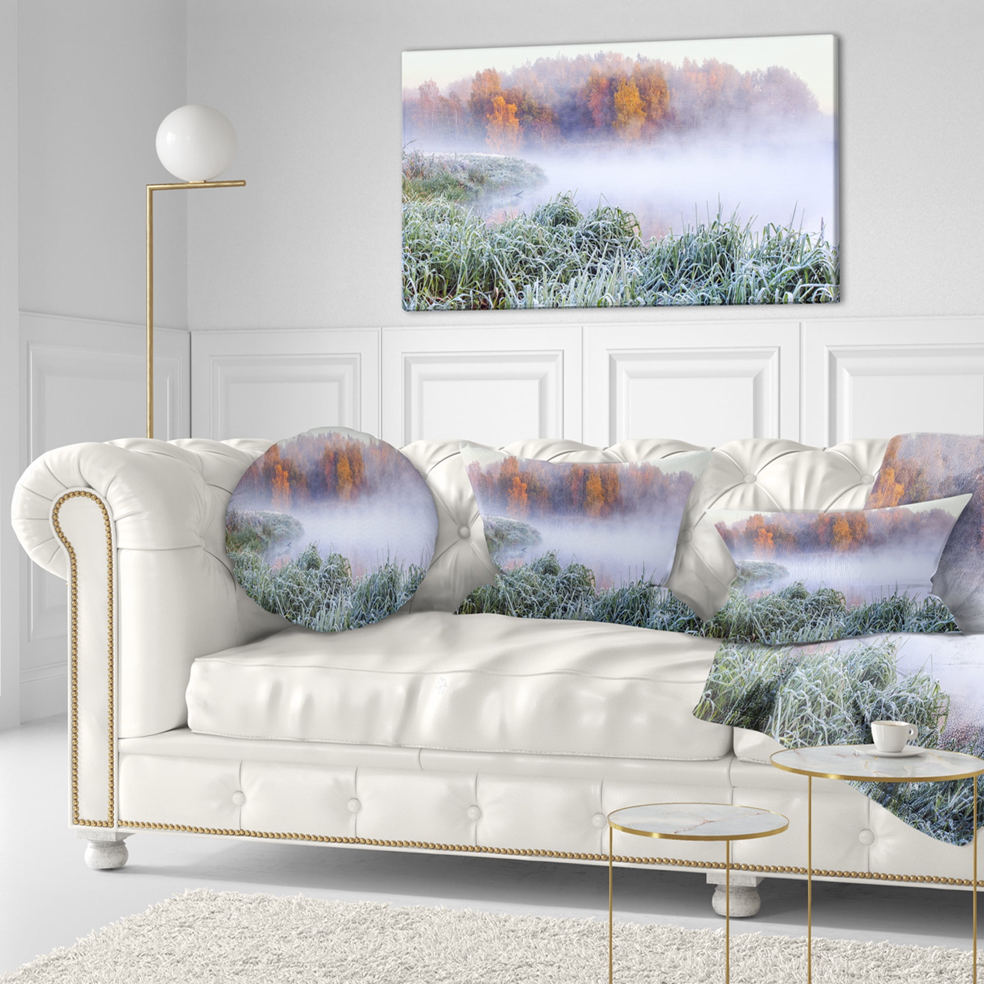 Designart 12" x 20" White Polyester Throw Pillow