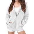 thumbnail image 3 of SEAOPEN Girls Oversized Full Zip Hoodie Casual Long Sleeve Sweatshirts Cute Jackets with Pockets White 14-15 Years, 3 of 6