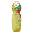 thumbnail image 5 of up to 60% off Gifts Usmixi Formal Dresses for Women Night Club Sexy Backless Strap Bodycon Midi Dress Scoop Neck Sleeveless Tie-Dye Print 2023 Summer Knee-Length Dresses Yellow m, 5 of 6