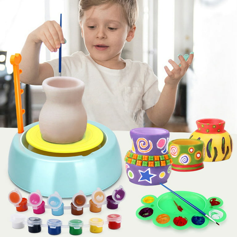 Heiheiup and Wheel Bginners Kids Pottery Paints Kit for Clay with Tools For  Kids Toy DIY Education Kids 2-4 