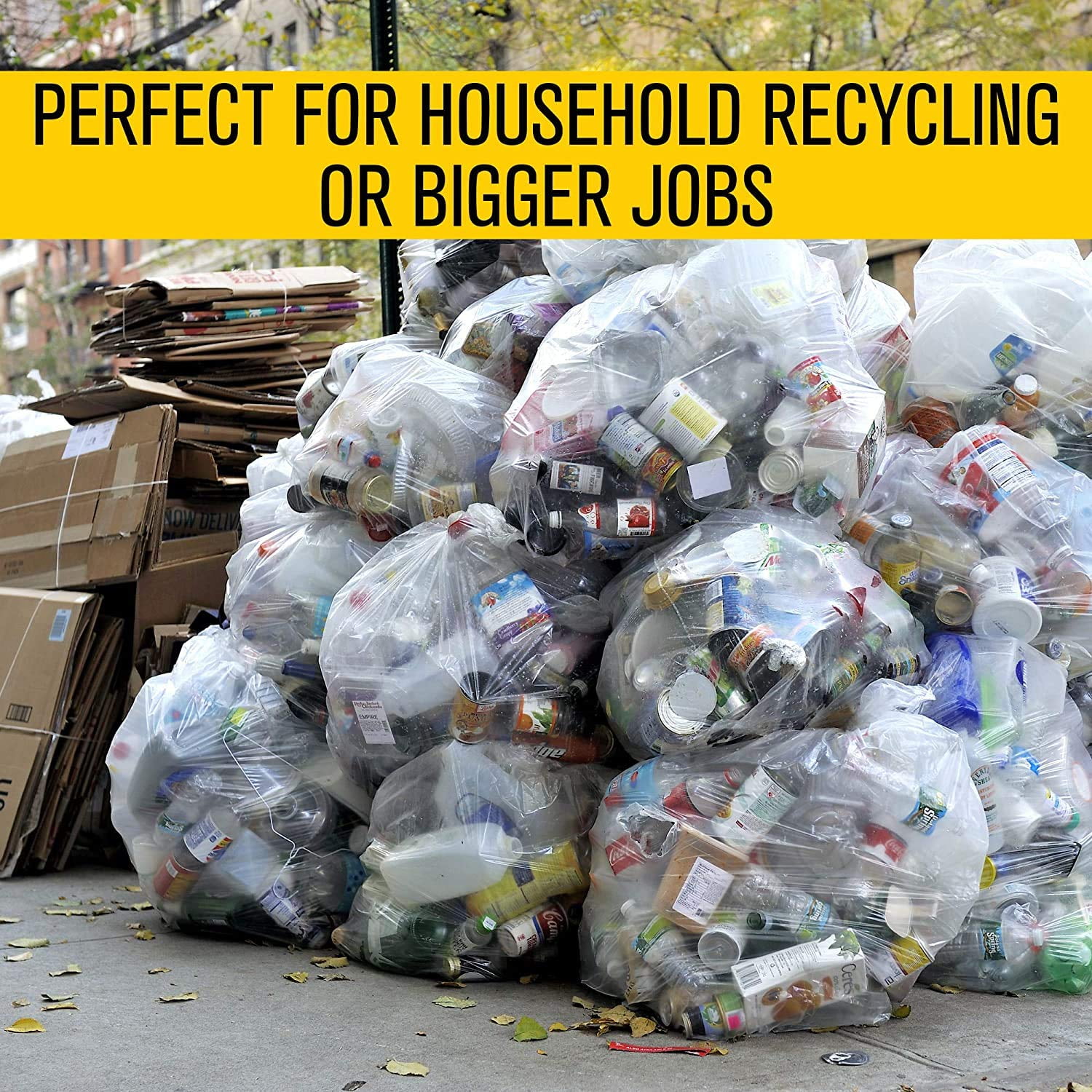 Ultrasac 42 Gallon 3 MIL Thick Heavy Duty Clear Trash Bags - 33" x 48" - Pack of 50 - For Industrial, Construction, & Commercial
