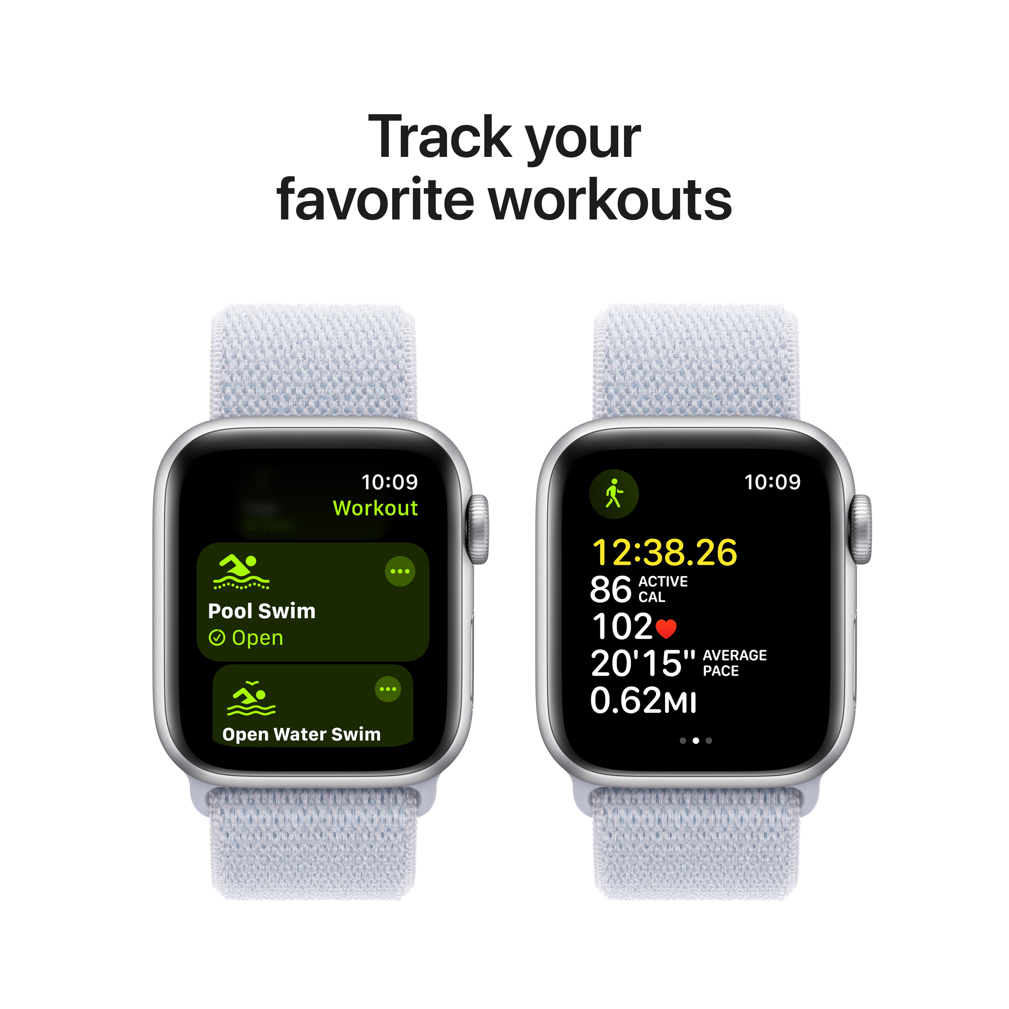 Open Box Apple Watch SE 2nd Generation 2024 (GPS) 40mm Silver Aluminum Blue Cloud Sports Loop