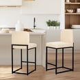 thumbnail image 2 of Sophia & William Counter Height Bar Stools with High Backrest 2 Pack Soft & Durable Vertical Striped Plush Bar Stools for Kitchen Island, Milky White, 2 of 8