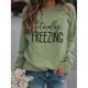 thumbnail image 2 of Jersey de manga larga con cuello redondo, sudadera holgada informal de fibra de poliéster de color sólido para mujer, verde oliva L, 2 of 5