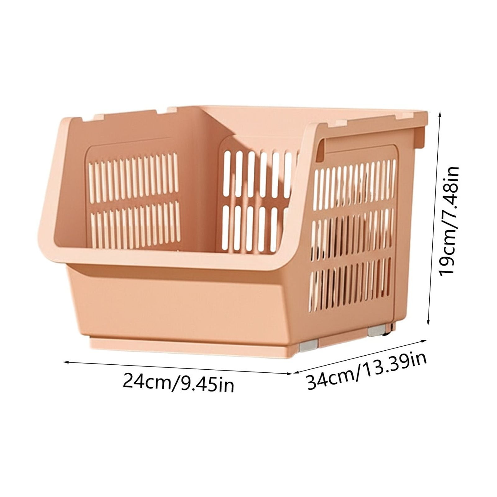 3 Pack Stackable Storage Baskets, Large Capacity Stackable Storage Bins Open Front, Space Saving Home Organization for Kitchen Bedroom Office