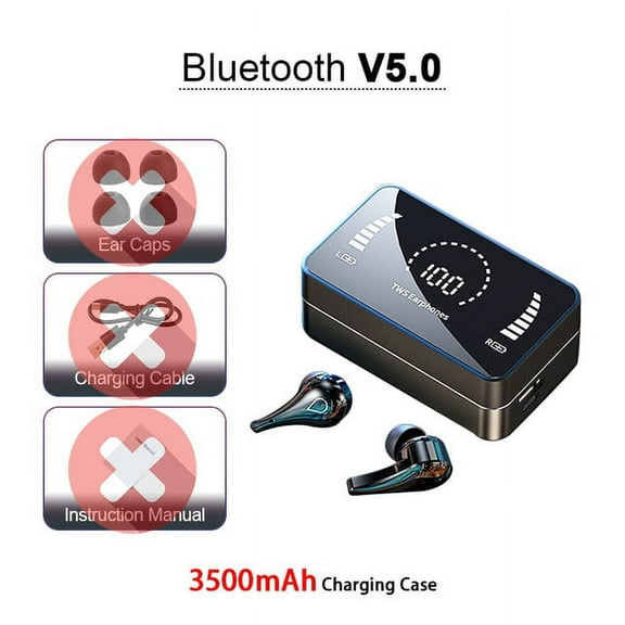 Bluetooth 5.0 Headphones Charging Box Wireless Bluetooth Headset New Mirror Led Display Wireless Headphones Stereo Earphones - Earphones & Headphones