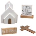thumbnail image 1 of Jesus Tomb Easter Tiered Tray Ornament, Wooden Easter Jesus Sign He Is Risen Resurrection Scene Nativity Christ Easter Tiered Tray Decor, 1 of 5