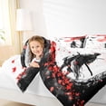 thumbnail image 4 of Homewish Ukiyoe Style Queen Comforter Set,Jalan Samurai Bedding Sets,Red Maple Laves Bedding Comforter Set For Men Women,Super Cozy Room Decor Reversible,3pcs, 4 of 8