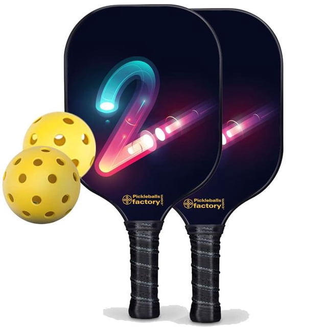 Pickleball Factory PB00017-2-G Pickleball Paddle Set - Tow Pro Pickleball Paddle, Best Pickleball Starter Set, Glassfiber Graphite