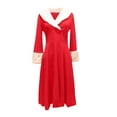 thumbnail image 4 of Ramiter Womens Tops Dressy Casual Christmas Women's Long Sleeve T-Shirt Dress Casual Loose Round-Neck Flowy Shift Ruched Dresses Red,3XL, 4 of 5