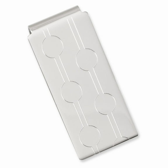 Rhodium-plated Kelly Waters Circle Pattern Engraveable Hinged Money Clip; for Adults and Teens; for Women and Men