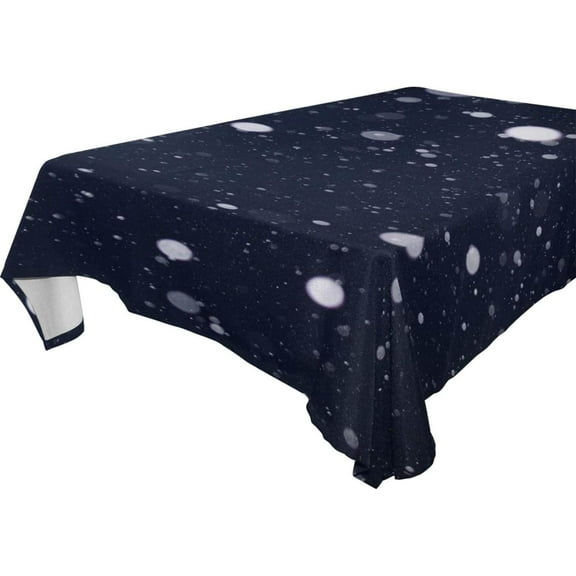 SKYSONIC 60"x120" Square Tablecloth with Snowy Night Prints, Anti-Wrinkle and Smooth Table Cloth for Kitchen/Home Party Decoration