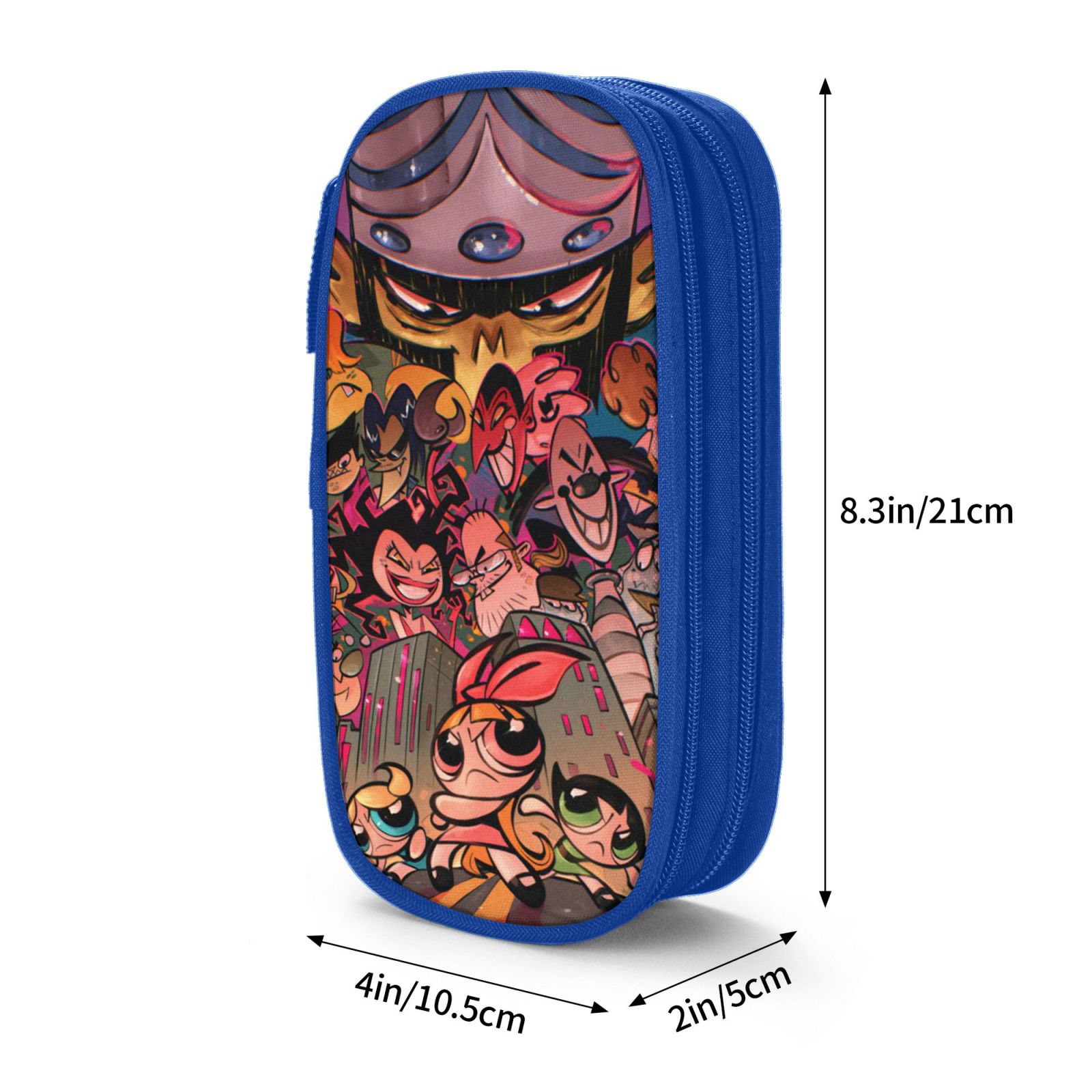 The Powerpuff Gi-rls Pencil Case Large Capacity Pencil Pouch Pen Bag Office Stationery Organizer Travel Makeup Bag Blue