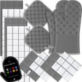 thumbnail image 1 of Juego de paños de cocina, guantes de cocina y soportes para ollas, 12 piezas, BSKSSK, gris, 1 of 7