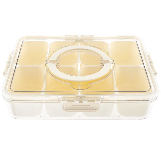 Bandeja para servir dividida con tapa y asa, contenedor para aperitivos, charcutería con 8 compartimentos, organizador transparente para dulces, frutas, frutos secos y aperitivos para fiestas,