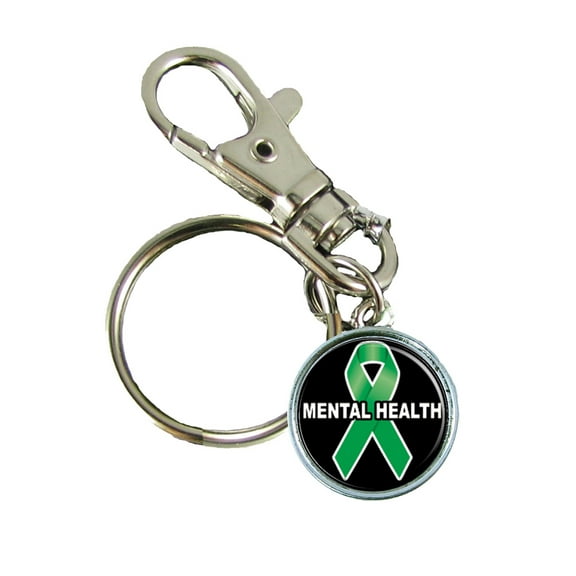 Mental Health Awareness Keychain Support Silver Plated Jewelry Key Chain