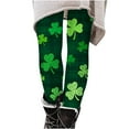 thumbnail image 4 of Avrnliq St. Patrick's Day Girls Leggings, Green Shamrock Plaid Elastic Waist Pants, Stretchy Opaque Holiday Leggings for Kids Age 4-10,Size 5 T, 4 of 7