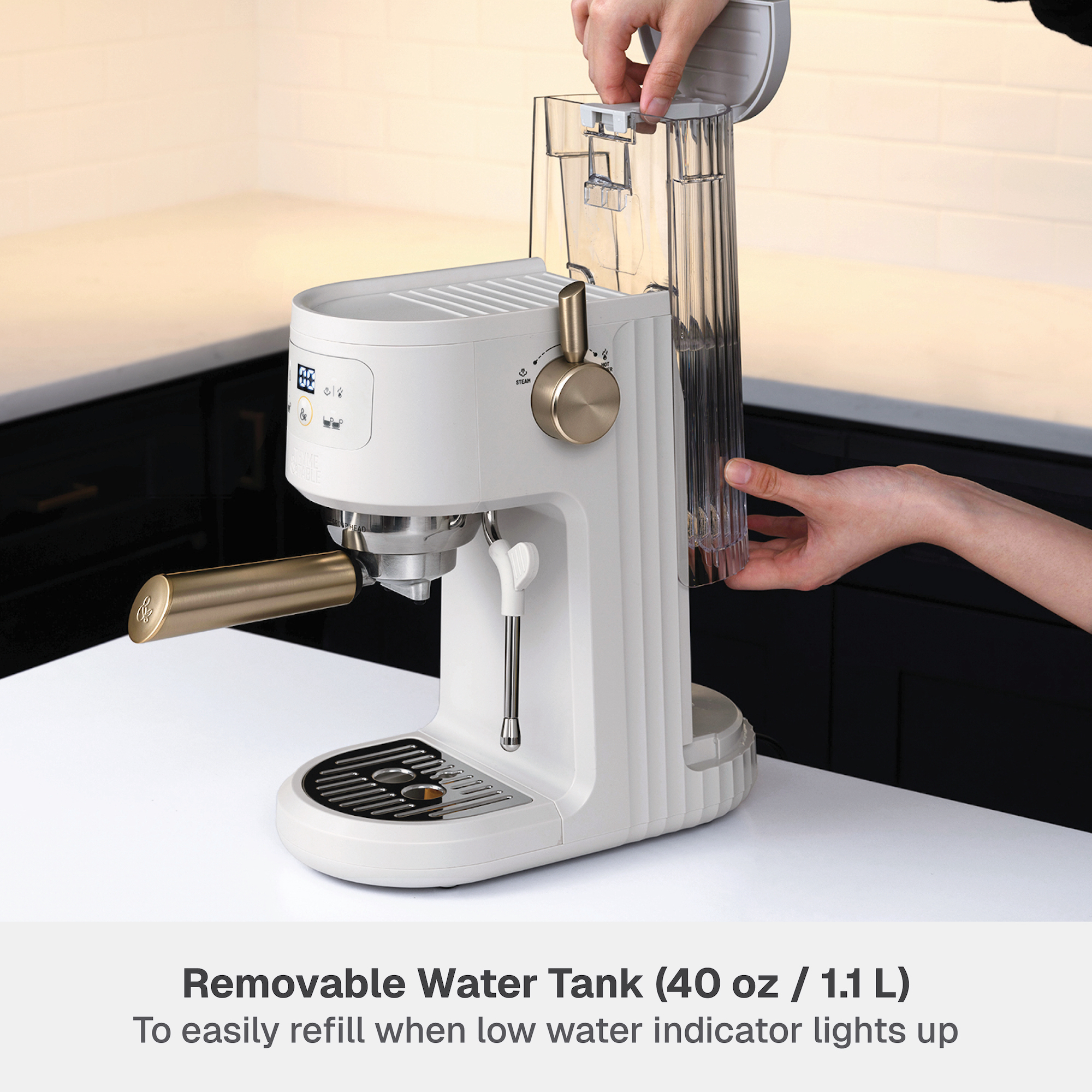 Thyme & Table Barista Mini Espresso Machine, Sand White photo 7