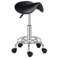 thumbnail image 6 of Hassch Swivel Saddle Stool w/ Wheels, Height-Adjustable Rolling Stool 20"-25.6", PU Leather Upholstered Rolling Seat for Salon, Massage, Home Office (Black), 6 of 10