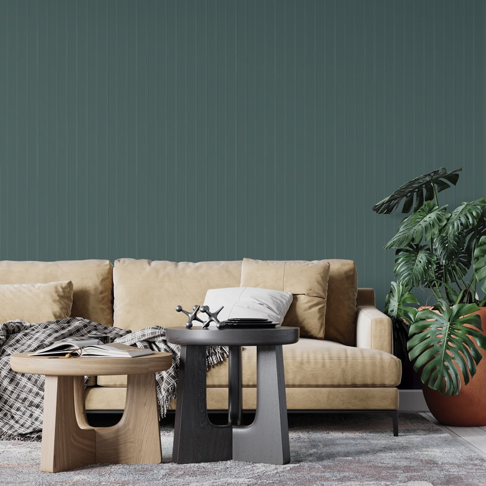 Tempaper Beadboard Teal Peel and Stick Wallpaper, 20.5" x 16.5'