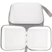 LOLIPPYY 2-Pack White Zipper CD Case Portable Car DVD Organizer Hard Plastic Storage with 40 Capacity