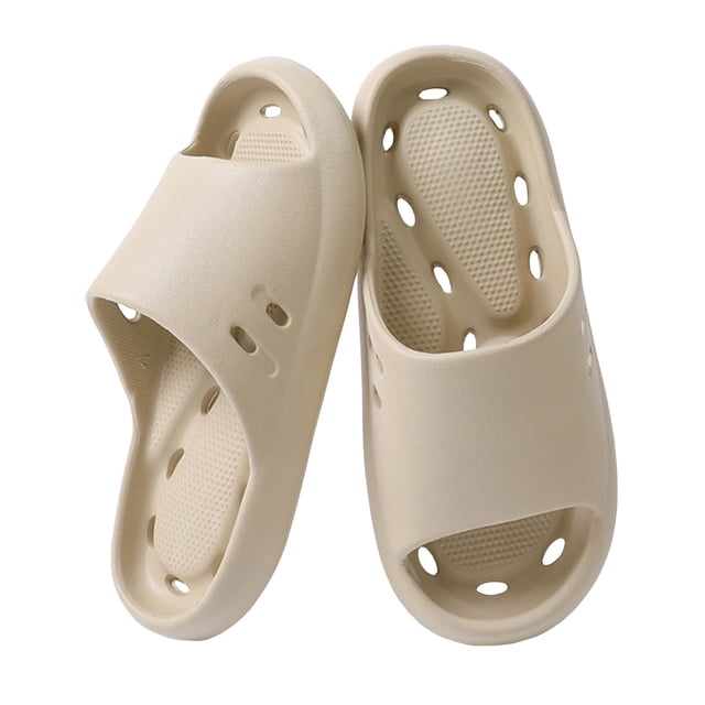 Rukui House Slides for Women Men, Quick Drying Non Slip Shower Shoes, Lightweight Open Toe Cloud Slippers
