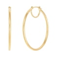 thumbnail image 4 of Brilliance Fine Jewelry 10K Yellow Gold 1.8MMx35MM Round Hoop with Bridge Earrings, 4 of 4