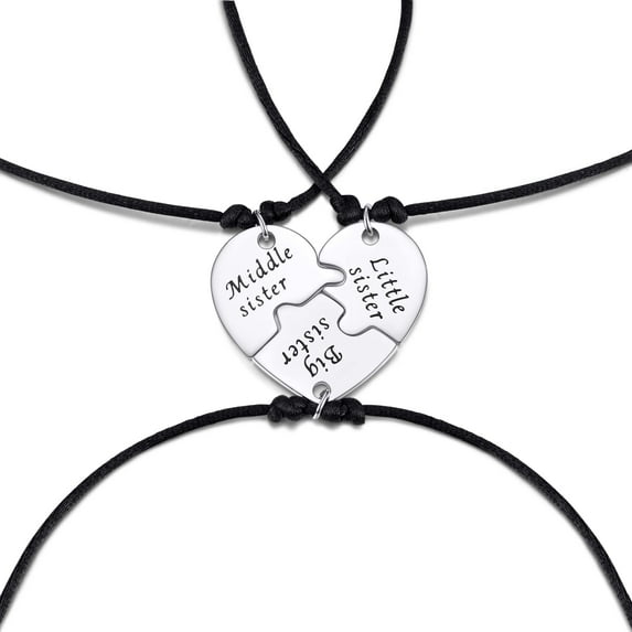 Matching Puzzle Heart Bracelets for 3 Friendship/Sister/Mother Daughter Gifts for Women Girls